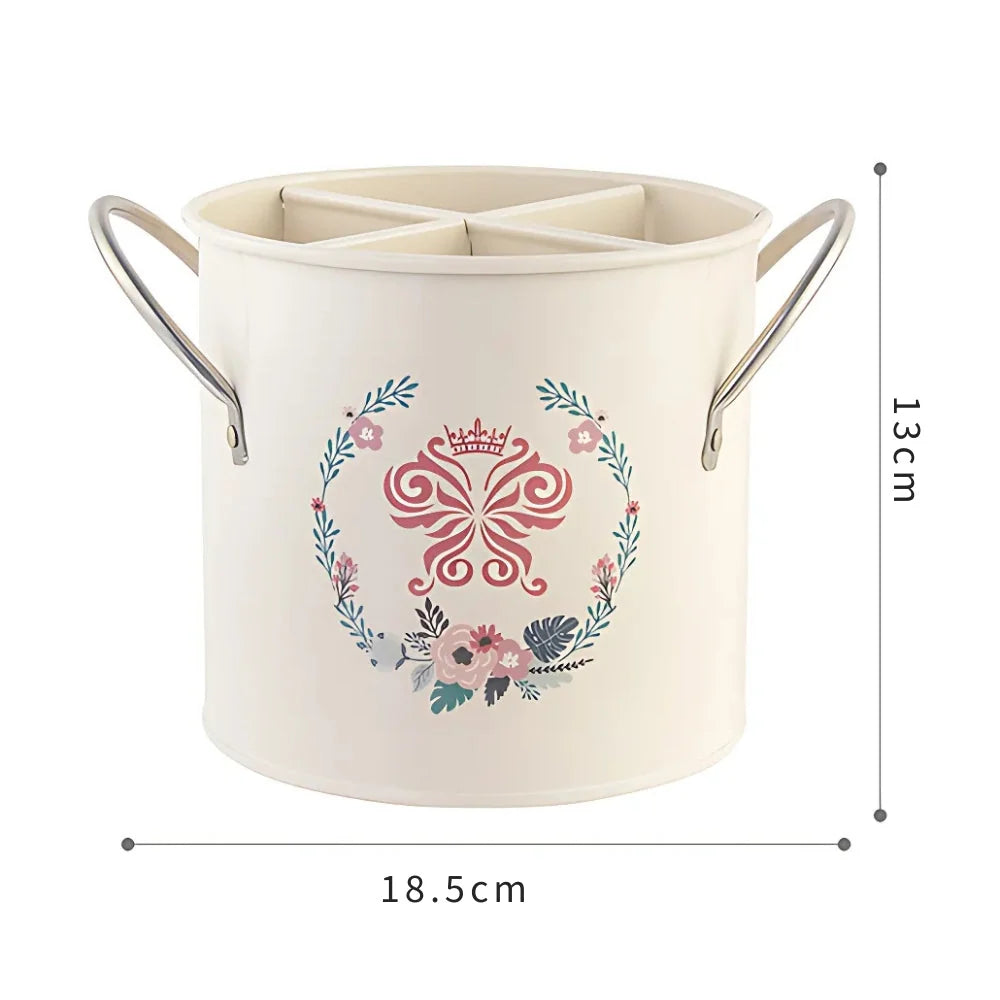 Utensil Holder | Cast Iron Enamel & Divider Lid