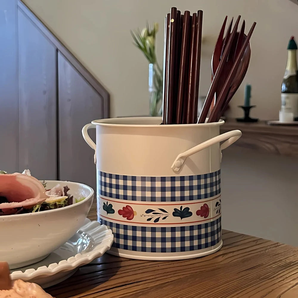 Utensil Holder | Cast Iron Enamel & Divider Lid