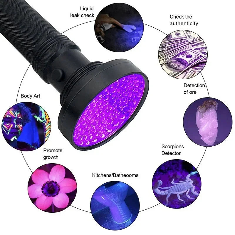 UV Flashlight | 100-LED Blacklight Bed Bug & Stain Detector