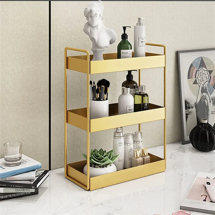 Vanity Organizer | Double-Layer Gold Metal Finish