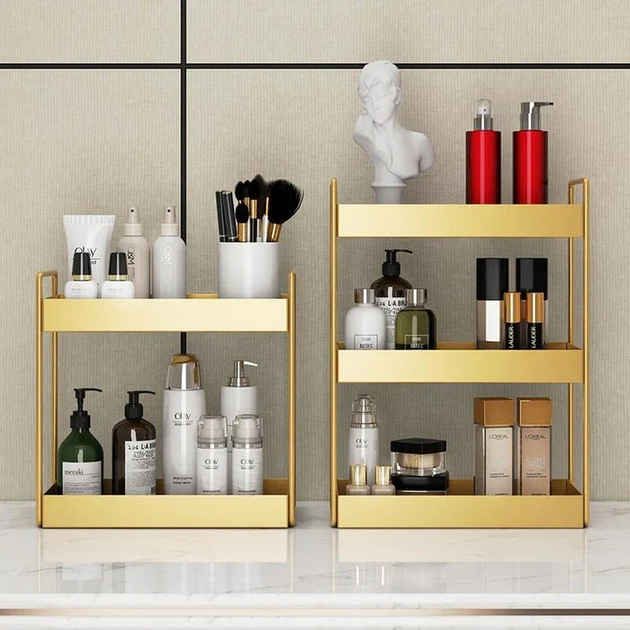 Vanity Organizer | Double-Layer Gold Metal Finish