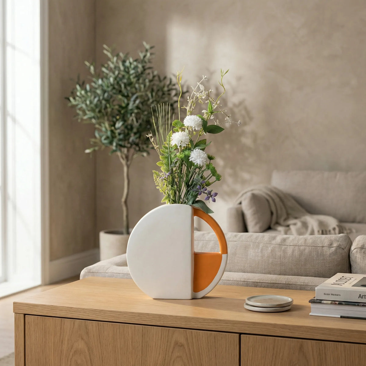 Vase | Flat Disc Shape & Matte Two-Tone