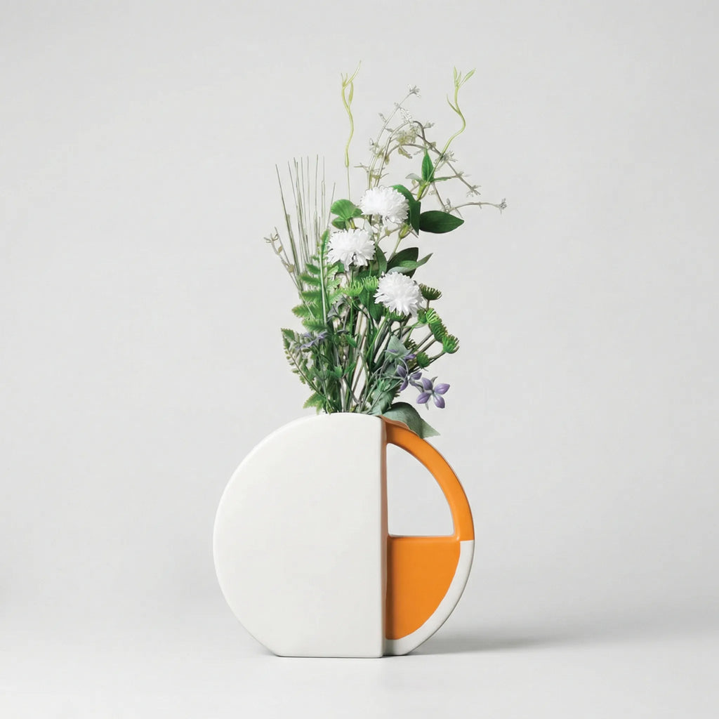 Vase | Flat Disc Shape & Matte Two-Tone