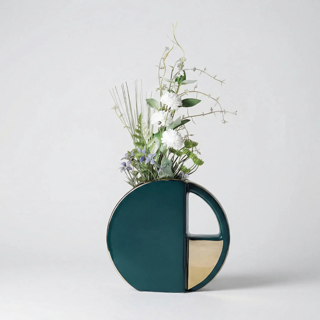Vase | Flat Disc Shape & Matte Two-Tone