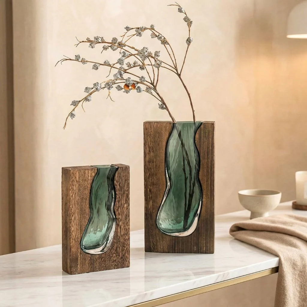 Vase | Live Edge Wood & Glass