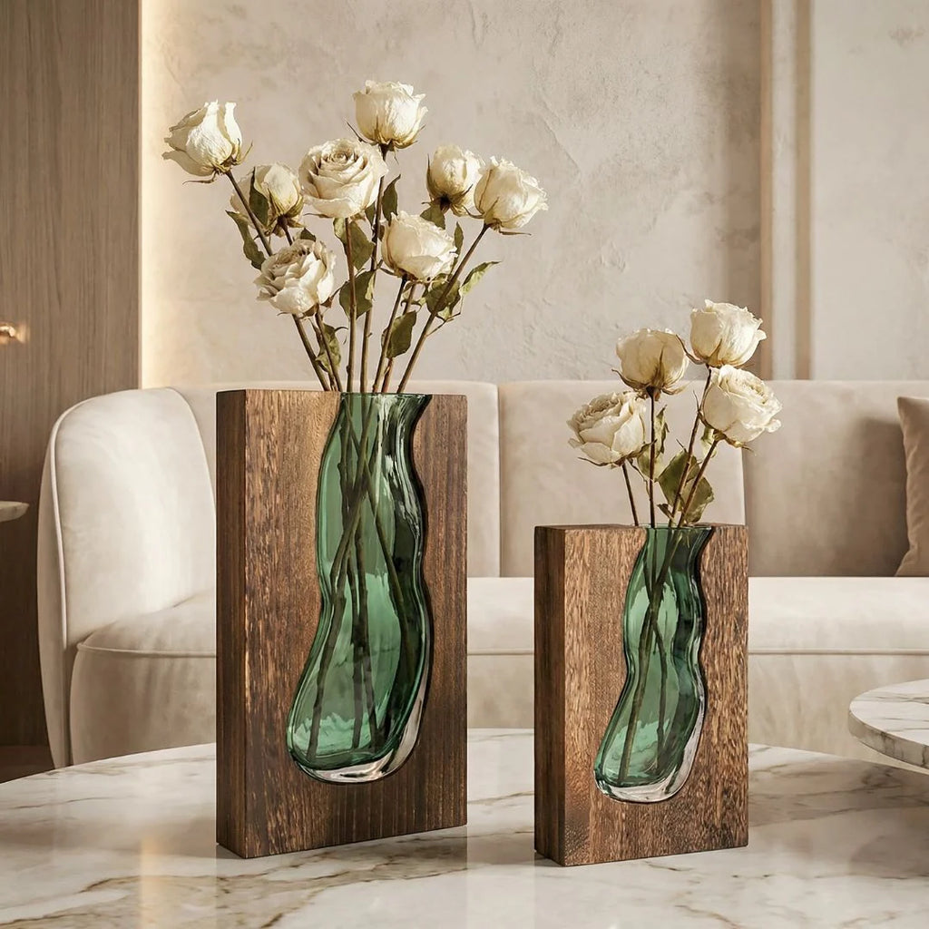 Vase | Live Edge Wood & Glass