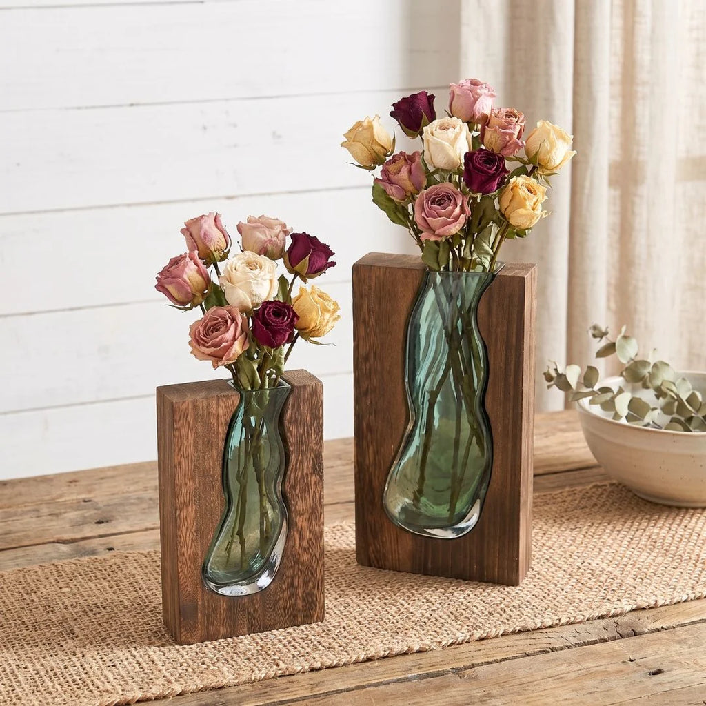 Vase | Live Edge Wood & Glass