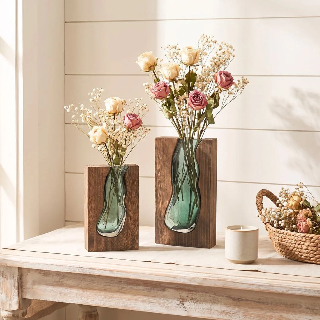 Vase | Live Edge Wood & Glass