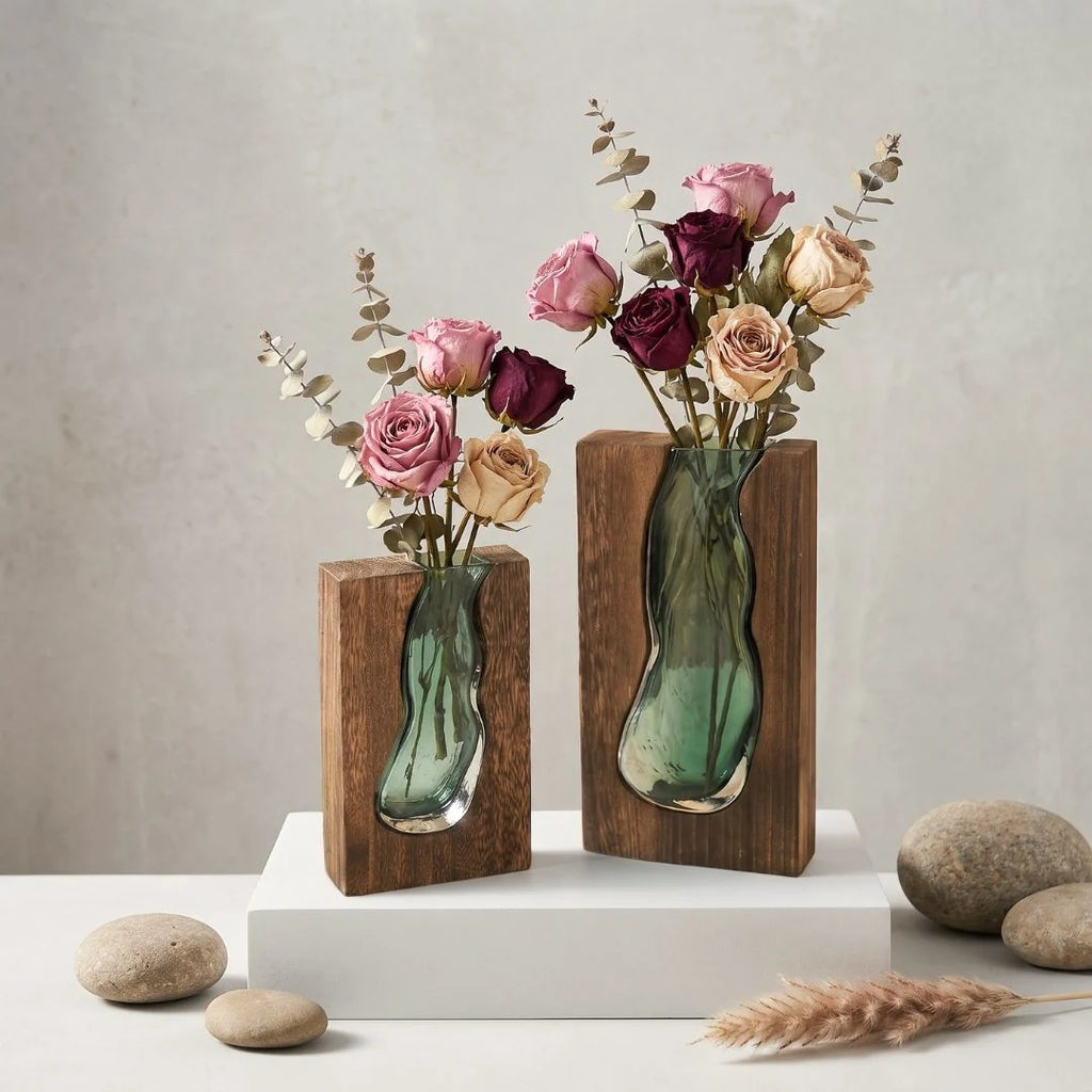 Vase | Live Edge Wood & Glass