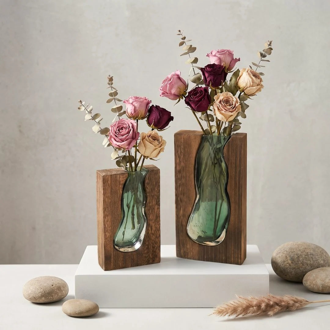 Vase | Live Edge Wood & Glass