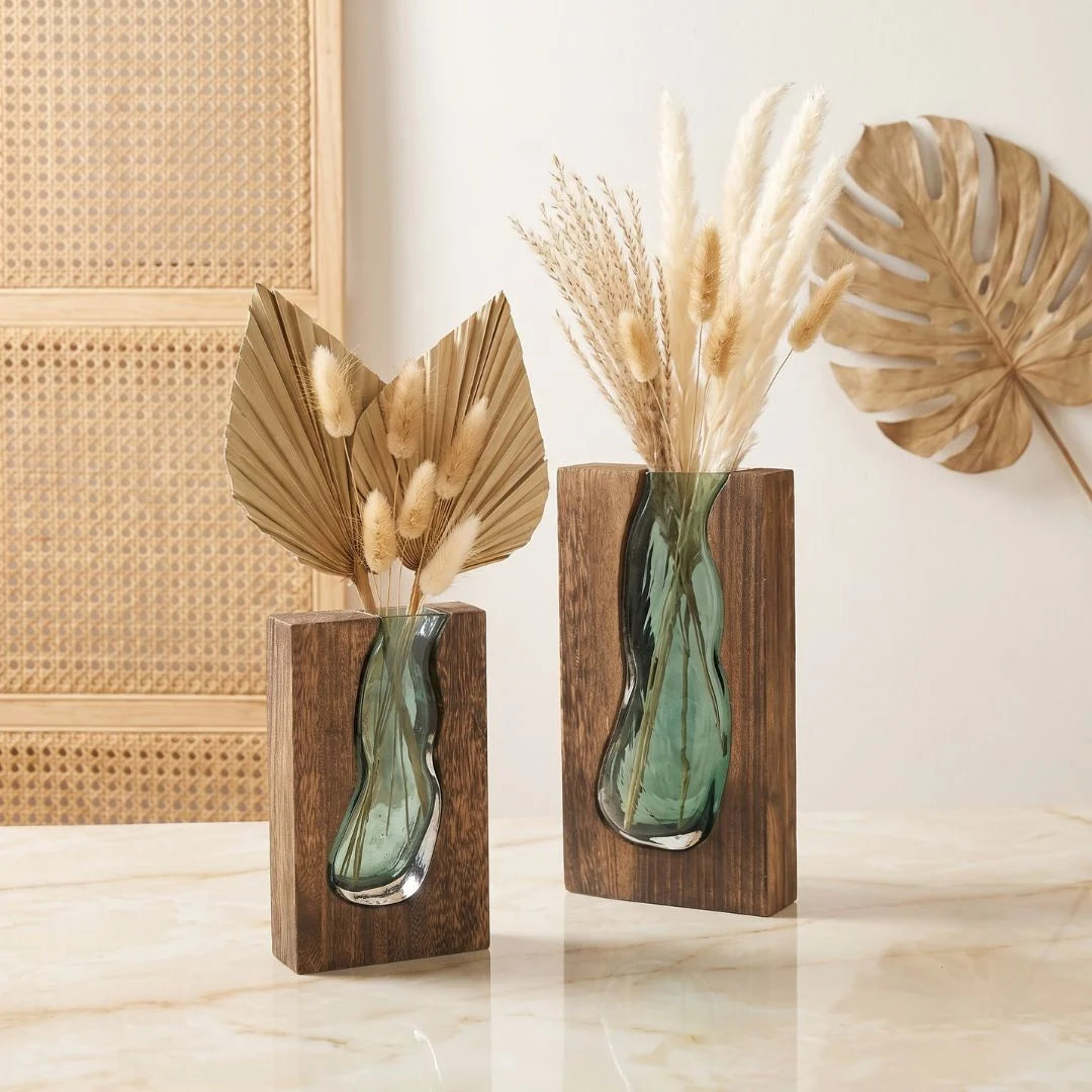 Vase | Live Edge Wood & Glass