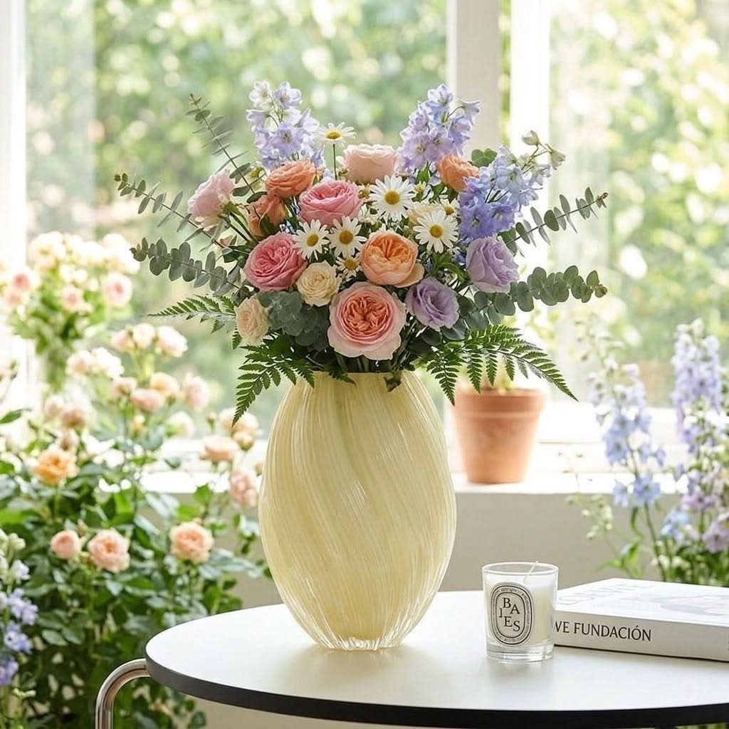 Vase | Sculptural Ribbed Glass | Handblown