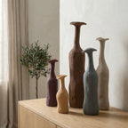 Vase Set | Hand-Formed & Textured Earth Tones | 5-Piece