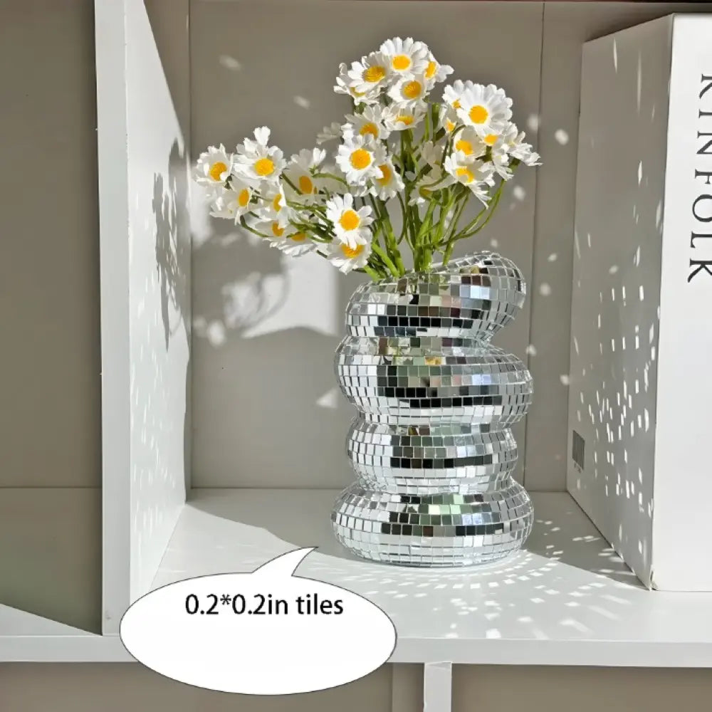Vase | Spiral Mirror Tile Design | 10 × 13.5 cm