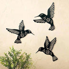 Wall Art | Metal Hummingbird Silhouettes & Black Finish | Set of 3