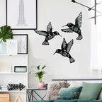 Wall Art | Metal Hummingbird Silhouettes & Black Finish | Set of 3