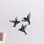 Wall Art | Metal Hummingbird Silhouettes & Black Finish | Set of 3