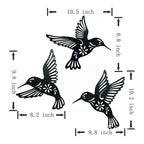 Wall Art | Metal Hummingbird Silhouettes & Black Finish | Set of 3