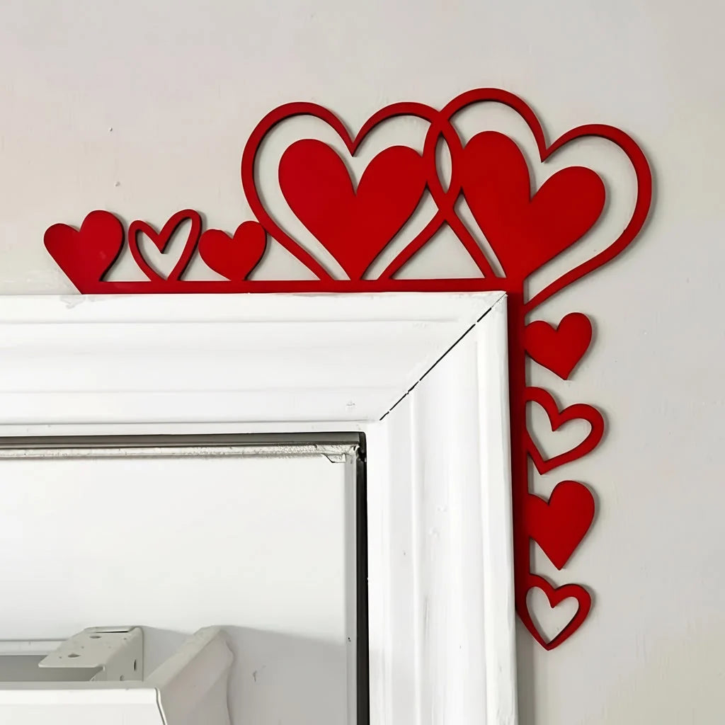 Wall Art | Natural Wood Grain Corner Heart | Left & Right