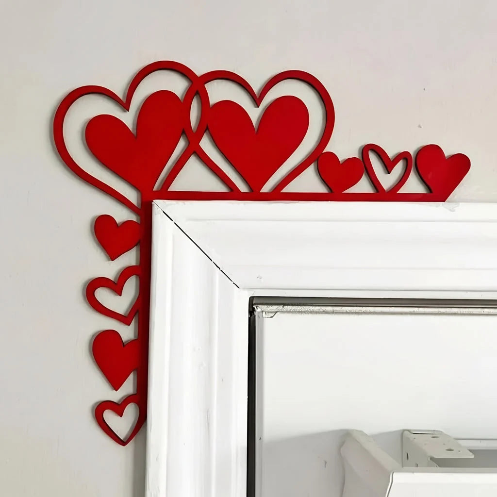 Wall Art | Natural Wood Grain Corner Heart | Left & Right