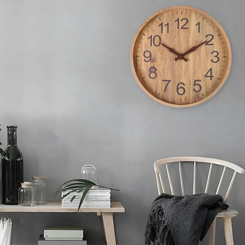 Wall Clock | Clear Digital Display & Brown Finish | 30.5 cm