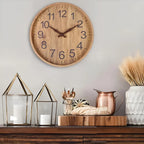 Wall Clock | Clear Digital Display & Brown Finish | 30.5 cm