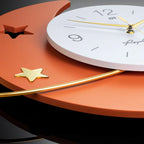 Wall Clock | Crescent Moon & Gold Stars | Silent Sweep Movement