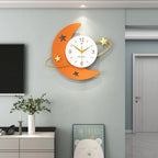 Wall Clock | Crescent Moon & Gold Stars | Silent Sweep Movement