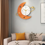 Wall Clock | Crescent Moon & Gold Stars | Silent Sweep Movement