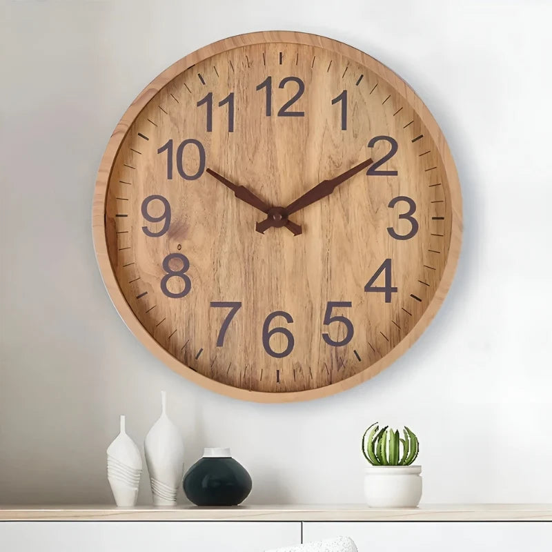 Wall Clock | Digital Display & Brown Finish | 30.5 cm Diameter
