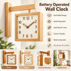 Wall Clock | Dual-Sided Wooden Analog & Quiet Pendulum