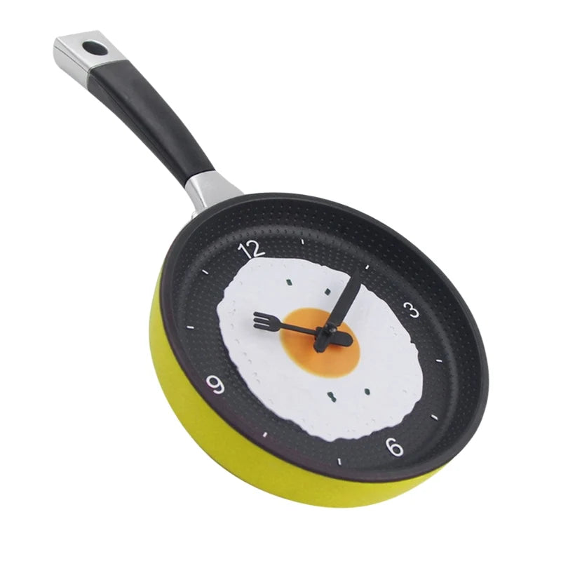 Wall Clock | Frying Pan & Fried Egg Design | Easy-to-Read Numbers