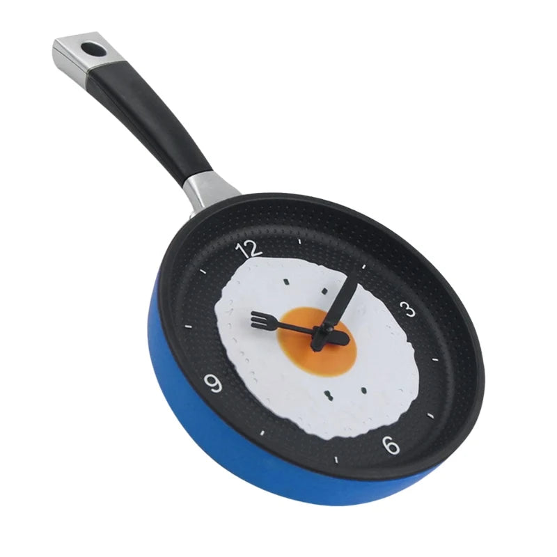 Wall Clock | Frying Pan & Fried Egg Design | Easy-to-Read Numbers