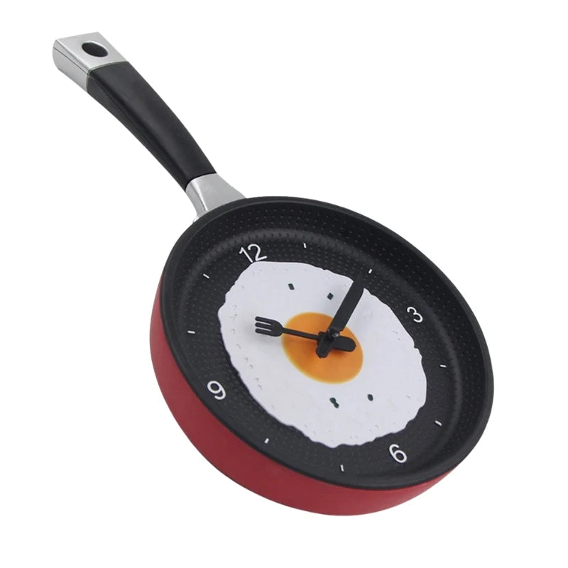 Wall Clock | Frying Pan & Fried Egg Design | Easy-to-Read Numbers