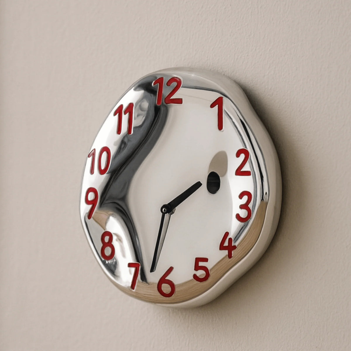 Wall Clock | Handcrafted Ceramic & Mirror Chrome | Silent Quartz