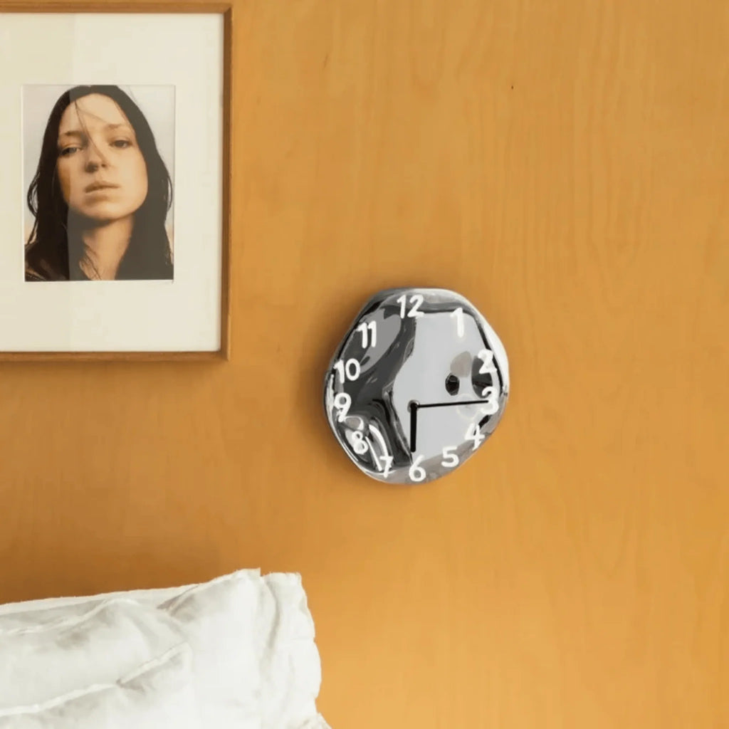 Wall Clock | Handcrafted Ceramic & Mirror Chrome | Silent Quartz
