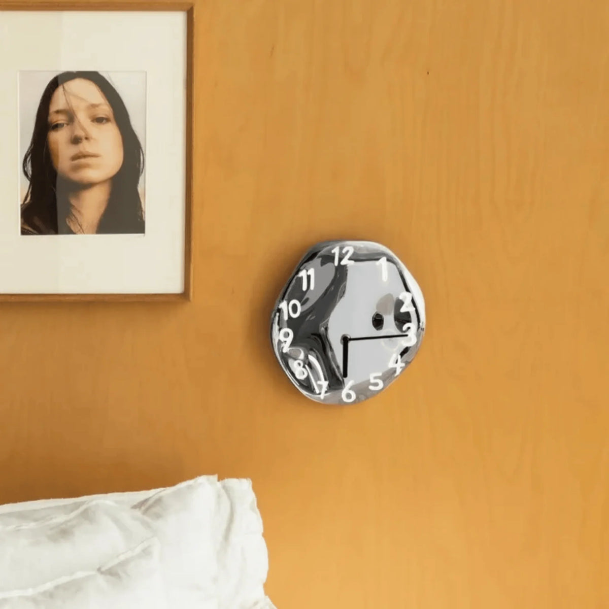 Wall Clock | Handcrafted Ceramic & Mirror Chrome | Silent Quartz