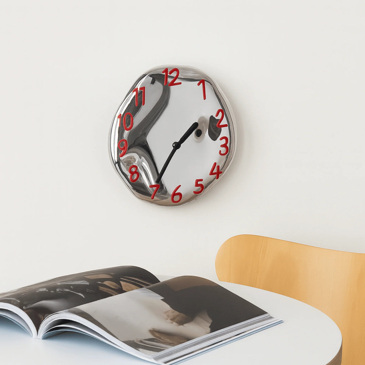 Wall Clock | Handcrafted Ceramic & Mirror Chrome | Silent Quartz