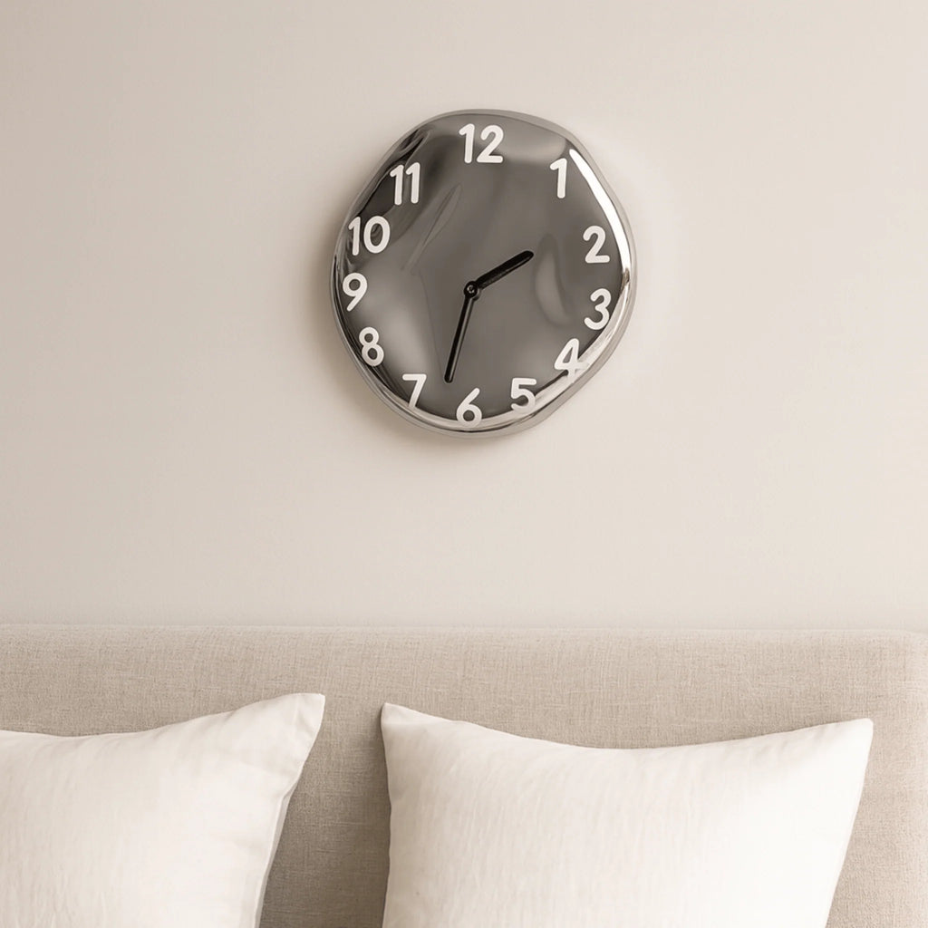 Wall Clock | Handcrafted Ceramic & Mirror Chrome | Silent Quartz