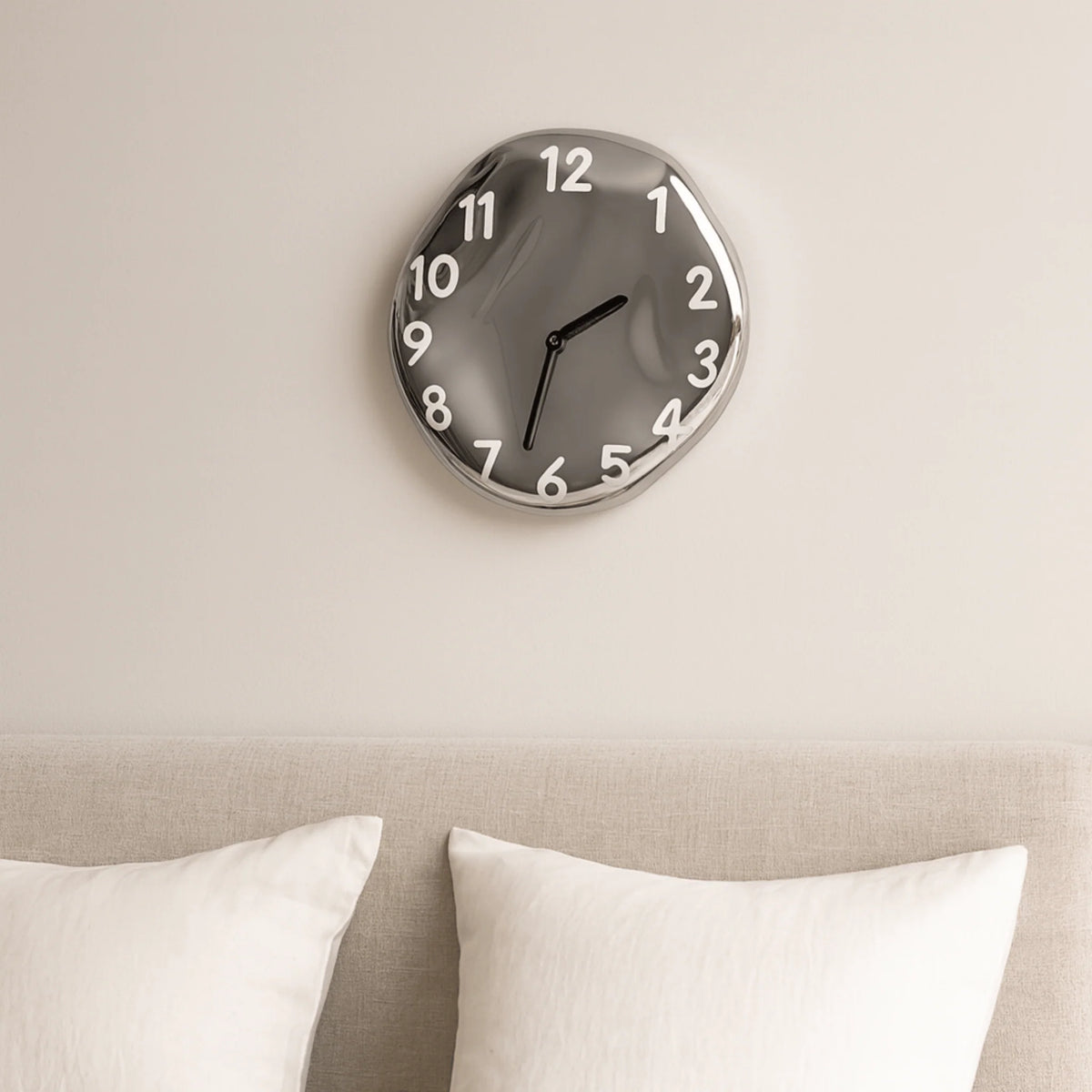 Wall Clock | Handcrafted Ceramic & Mirror Chrome | Silent Quartz