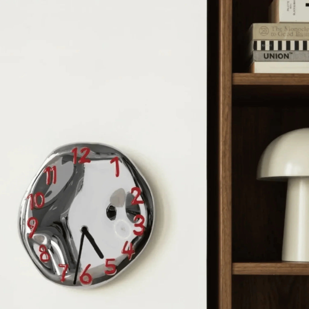 Wall Clock | Handcrafted Ceramic & Mirror Chrome | Silent Quartz