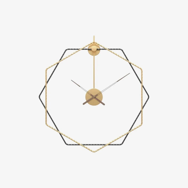 Wall Clock | Hexagonal Metal Double-Frame | 50 & 60 cm