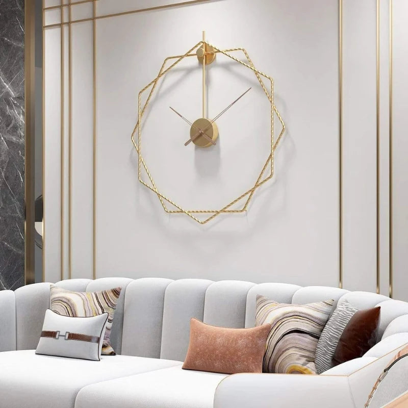 Wall Clock | Hexagonal Metal Double-Frame | 50 & 60 cm