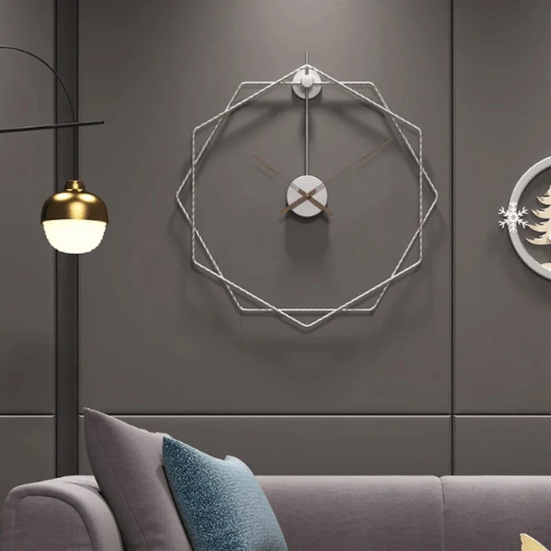 Wall Clock | Hexagonal Metal Double-Frame | 50 & 60 cm