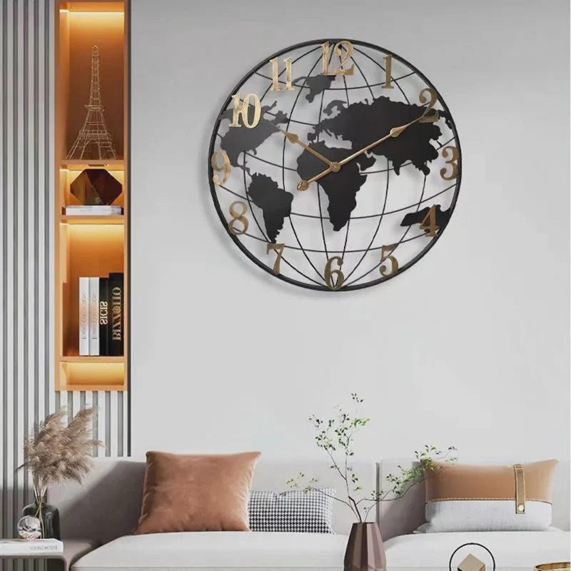 Wall Clock | Large World Map Design | 60 cm