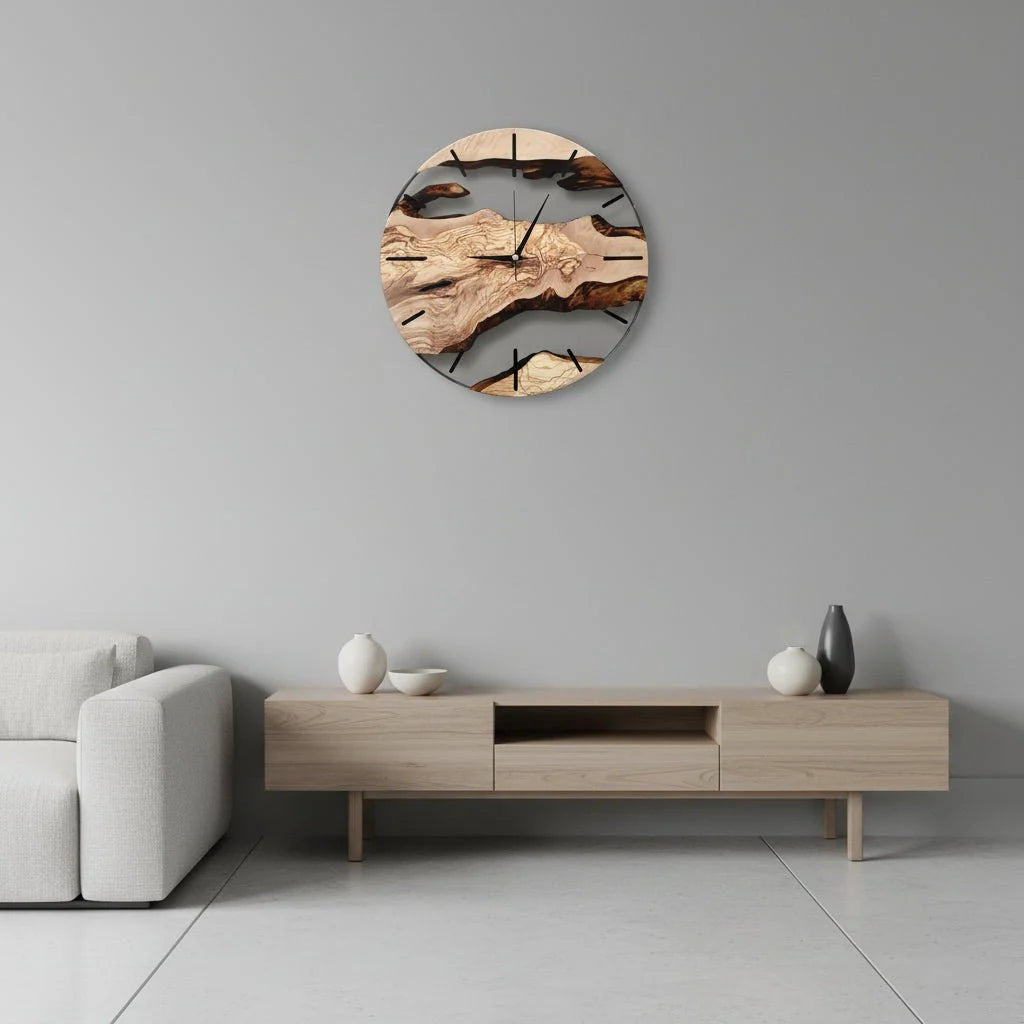 Wall Clock | Natural Wood & Silent Quartz | Round 31 cm