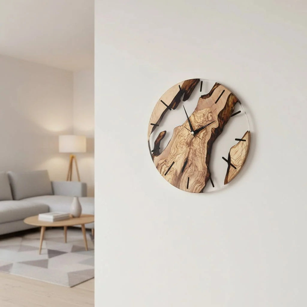 Wall Clock | Natural Wood & Silent Quartz | Round 31 cm