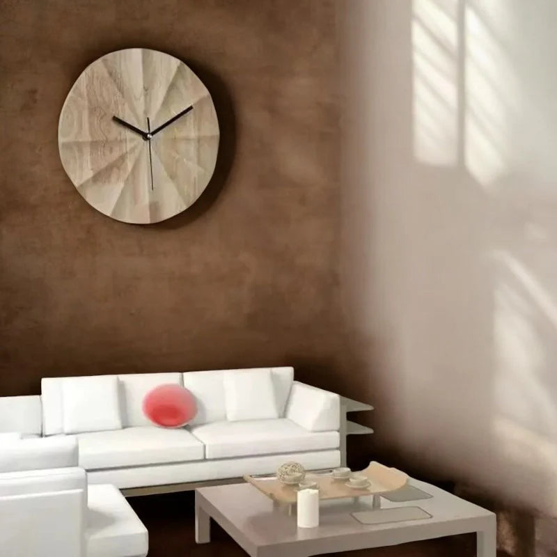 Wall Clock | Silent Movement & Wood Frame | Round Khaki