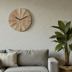 Wall Clock | Silent Movement & Wood Frame | Round Khaki
