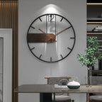 Wall Clock | Walnut Wood & Iron Frame | 50 cm